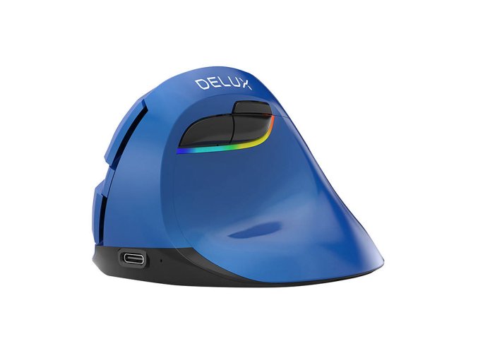 Bezdrátová vertikální myš Delux M618Mini BT4.0 + 2,4Ghz 4000DPI RGB (modrá)