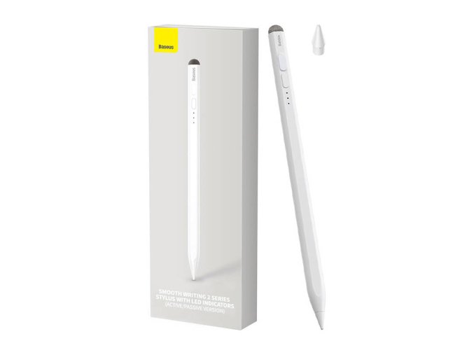 Stylus pro hladké psaní s LED indikátory (aktivní + pasivní), bílý
