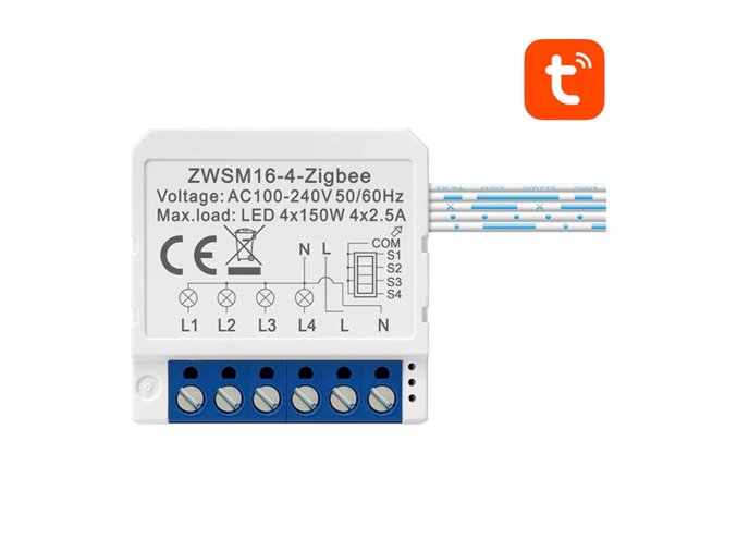 Chytrý spínací modul ZigBee Avatto ZWSM16-W4 TUYA