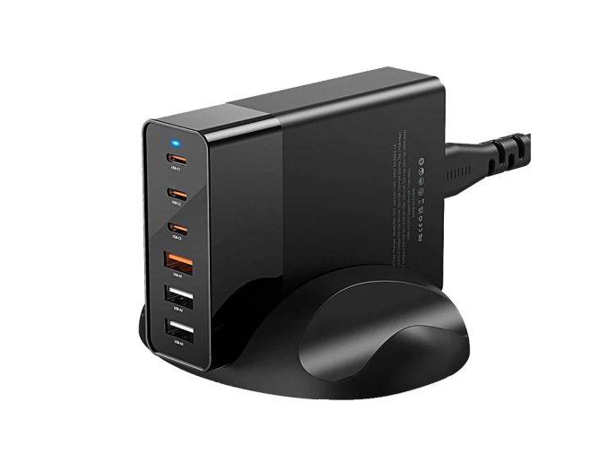 Nástěnná nabíječka Blitzwolf BW-S25, 75W, 3x USB + 3x USB-C (černá)