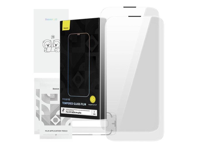 Tvrzené sklo Baseus Corning pro iPhone 13/13 Pro/14 se zabudovaným prachovým filtrem
