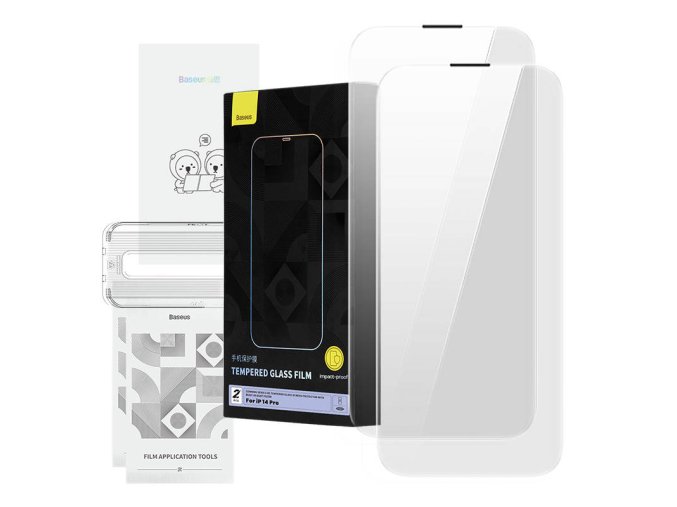 Tvrzené sklo Baseus Corning pro iPhone 14 Pro se zabudovaným prachovým filtrem
