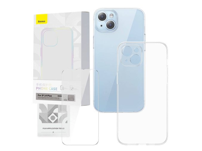 Průhledný kryt a sada tvrzeného skla Baseus Corning pro iPhone 14 Plus