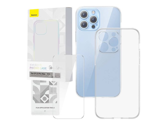 Průhledný kryt a sada tvrzeného skla Baseus Corning pro iPhone 13 Pro Max