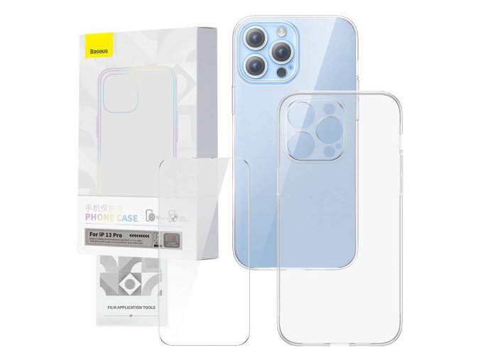 Průhledný kryt a sada tvrzeného skla Baseus Corning pro iPhone 13 Pro