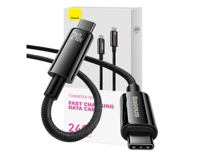 Kabel USB-C na USB-C Baseus Tungsten Gold 240W 3 m (černý)