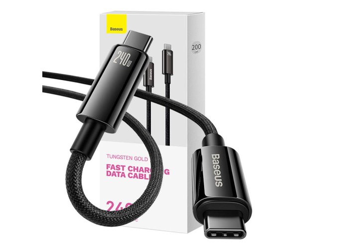 Kabel USB-C na USB-C Baseus Tungsten Gold 240W 2 m (černý)