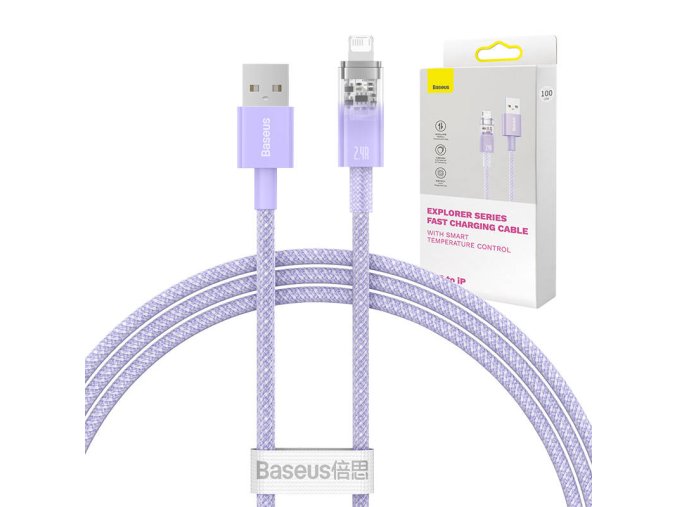 Rychlonabíjecí kabel Baseus USB-A na Lightning Explorer Series 1 m 2,4 A (fialový)