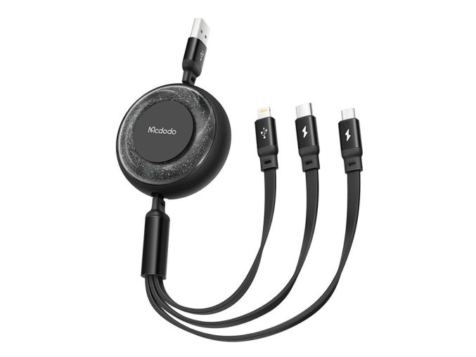 Kabel 3v1 z USB na USB-C / Lightning / Micro USB, Mcdodo CA-3570, 1,2 m (černý)