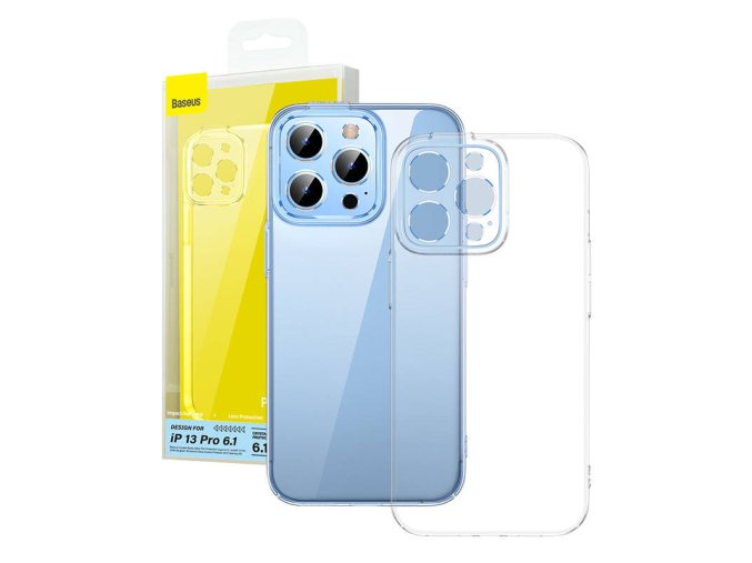 Pouzdro na telefon Baseus Crystal pro iPhone 13 Pro (průhledné) s ochranným krytem displeje z tvrzeného skla a čisticí sadou