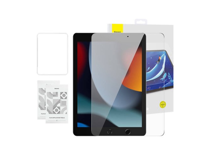 Tvrzené sklo Baseus Crystal 0,3 mm pro iPad Pro/Air3/ 10,2" iPad 7/8/9 (2 ks) + čisticí sada