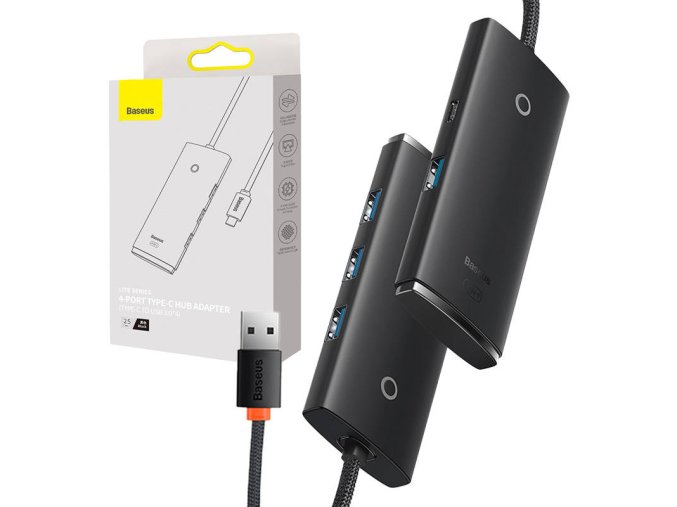 HUB adaptér 4portový USB-C Baseus OS-Lite 25 cm (černý)