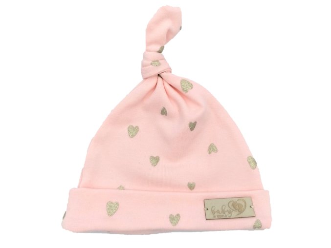 BABY 01090 Dětská čepička Šmoulinka Srdíčka růžová 3-6m
