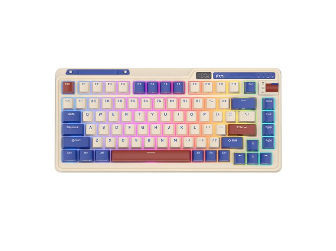Bezdrátová mechanická klávesnice Royal Kludge KZZI K75 pro RGB, Moment Switch (retro modrá)