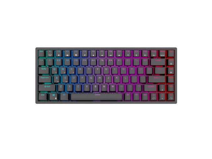 Bezdrátová mechanická klávesnice Royal Kludge RK84 RGB, hnědé spínače (černá)