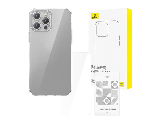 Průhledné pouzdro Baseus iPhone 15 Pro + tvrzené sklo