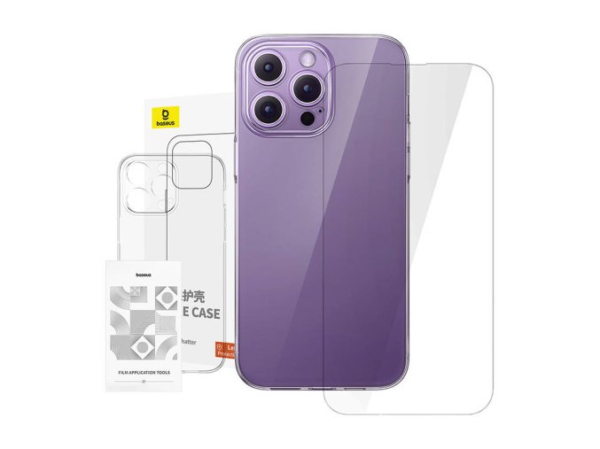 Čiré pouzdro Baseus iPhone 14 ProMax + tvrzené sklo
