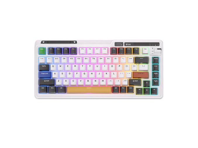 Bezdrátová mechanická klávesnice Royal Kludge KZZI K75 pro RGB, Eternity Switch (černá a bílá)