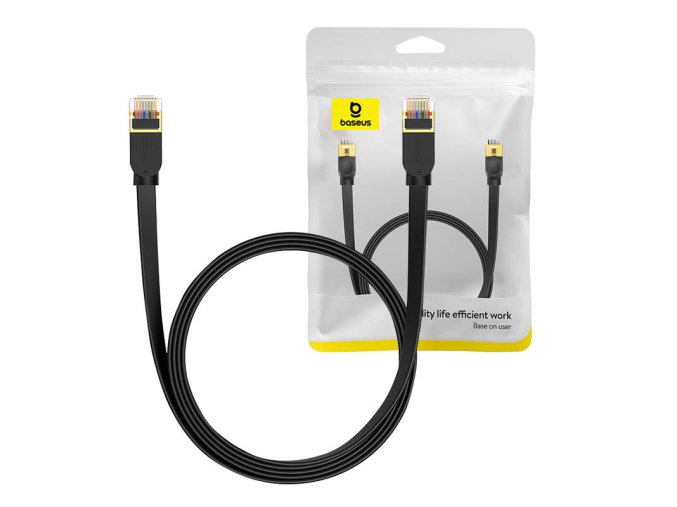 Baseus Cat 7 UTP Ethernet kabel RJ45 plochý 2 m černý