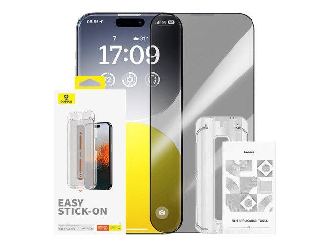 Ochrana soukromí Tvrzené sklo Baseus Sapphire iPhone 15 Pro