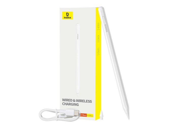 Aktivní stylus Baseus Smooth Writing Series s bezdrátovým a kabelovým nabíjením (bílý)