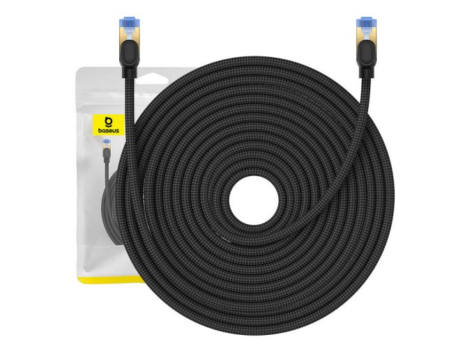 Opletený síťový kabel cat.7 Baseus Ethernet RJ45, 10Gbps, 25m (černý)