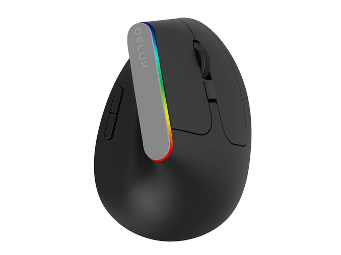 Bezdrátová vertikální myš Delux M618C 2,4G 1600DPI RGB (Černá)