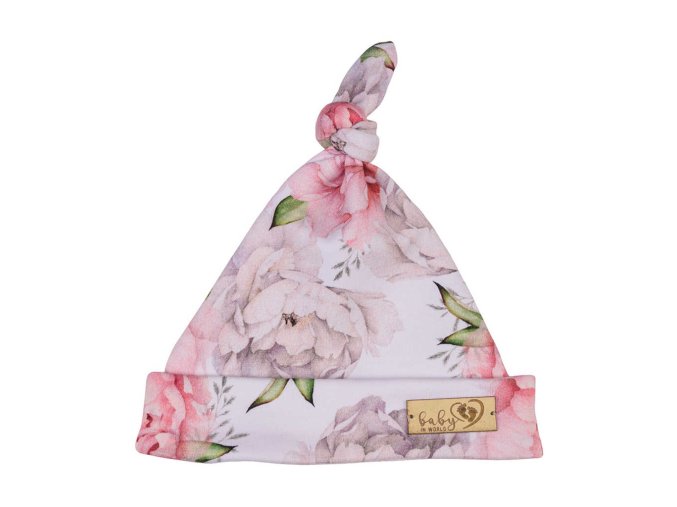 BABY 01288 Dětská čepička Šmoulinka Peonie 7-12m