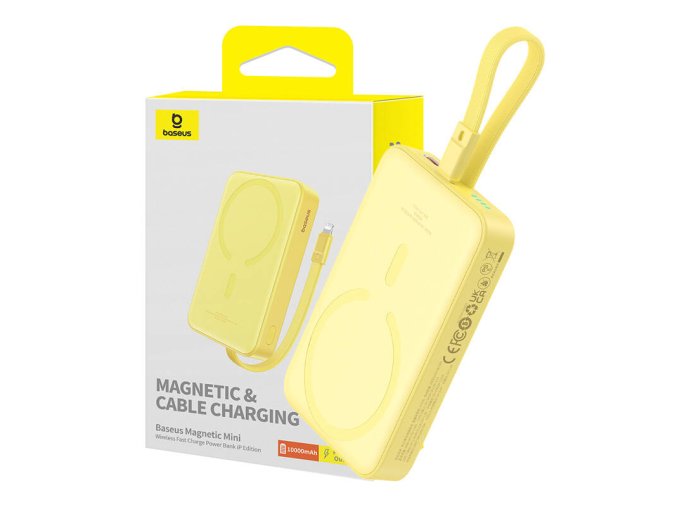 Powerbanka Baseus Magnetic Mini 10000mAh, USB-C 20W MagSafe (žlutá)