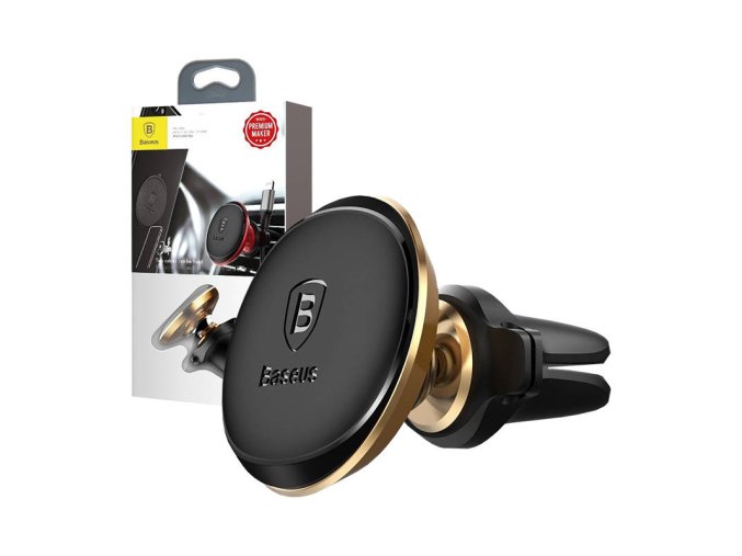 Baseus Magnetic Air Vent Car Mount Holder with cable clip Gold