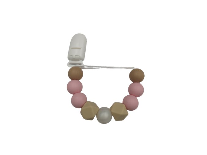 BABY 01437 Přívěsek na dudlík Crystal PINK/PEARL