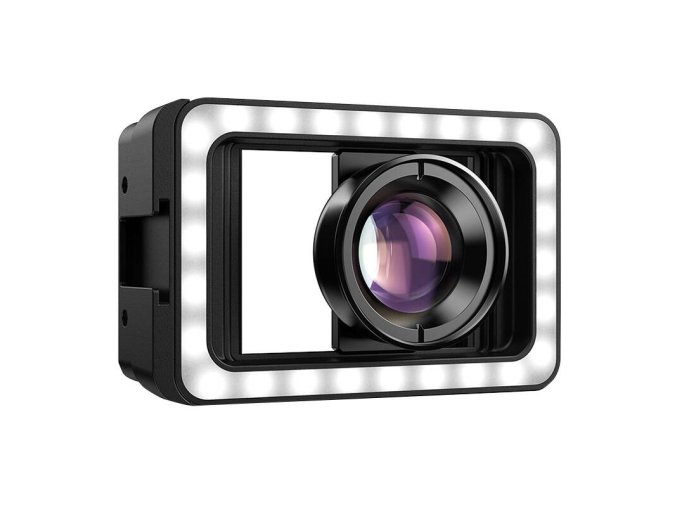 Mobile lens APEXEL APL-HB100FL23 100mm macro with LED (black)