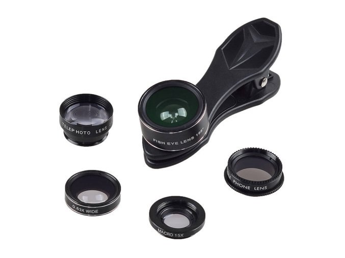 Mobile lens kit APEXEL APL-DG5H 5 in 1 universal (black)