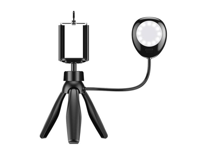 Phone holder/tripod APEXEL APL-JJ21FL with LED light (black)