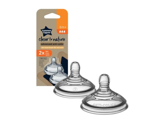TOMMEE TIPPEE TTP42122452 Smoczki do butelki fast flow 2pak