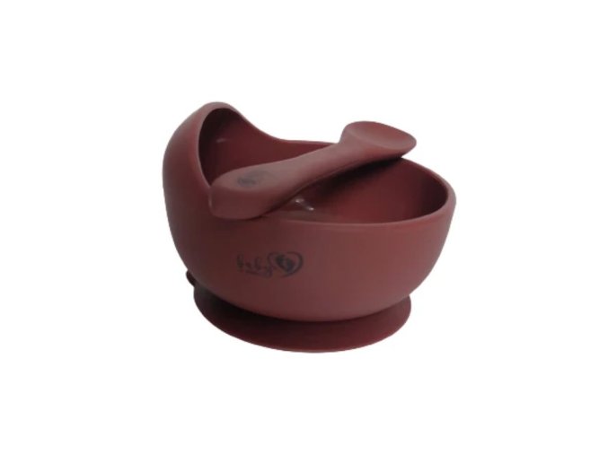 BABY 01565 Silikonová miska s přísavkou a lžičkou Elderberry
