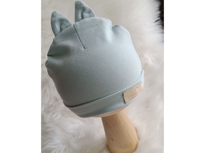 BABY 01574 Dětská čepice s ušima jersey Teal 6-9m