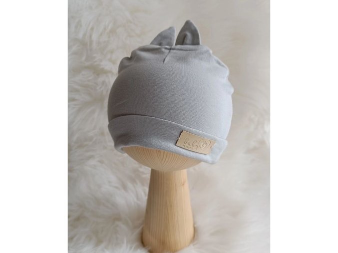 BABY 01577 Dětská čepice s ušima jersey šedá 6-9m