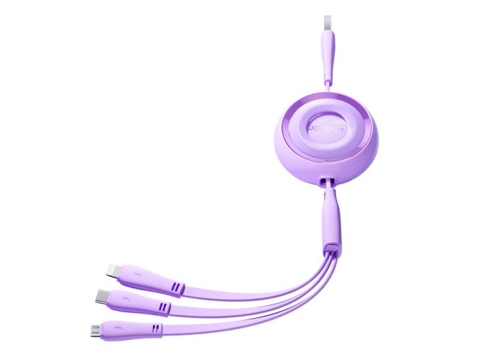 3v1 Joyroom Barevný kabel USB na USB-C/Lightning/Micro USB 3,5 A, 1 m (fialový)