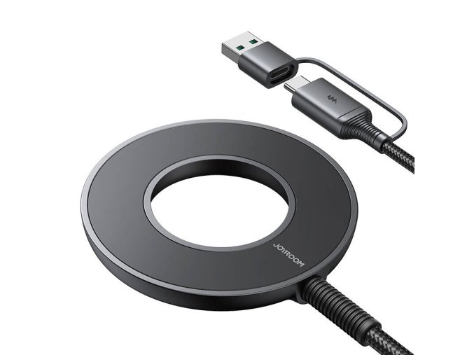 Magnetická nabíječka Joyroom JR-WQM03, USB + USB-C, 1,2 m (černá)
