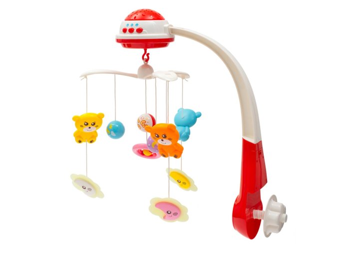 BABY MIX 37046 Plastový kolotoč s projektorem červený