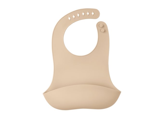 Mombella 01519 Silikonowy Śliniak  z Kieszonką Light Brown