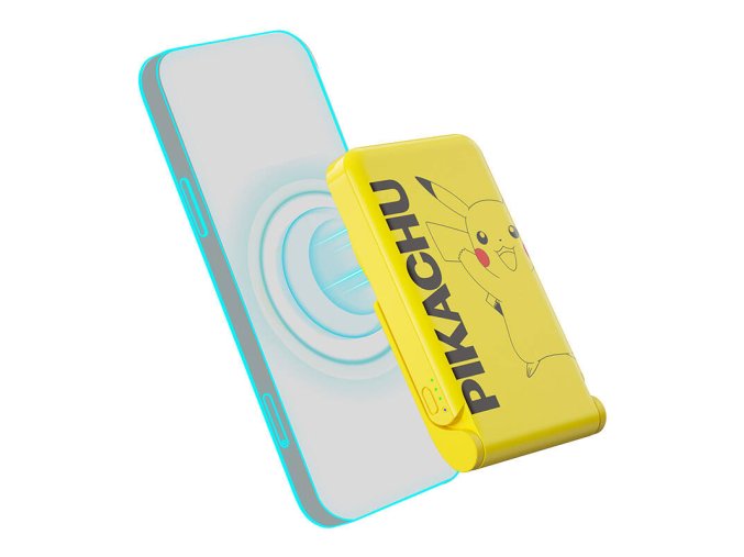 Magnetic powerbank OTL 5000 mAh, USB-C 15W, Pokemon Pikatchu with stand (yellow)