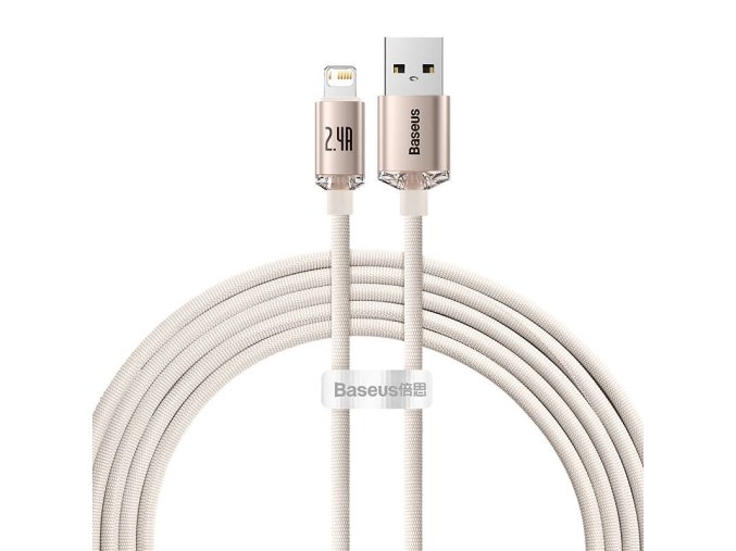 Kabel USB do iP Baseus Crystal Shine, 2.4A, 2m (różowy)