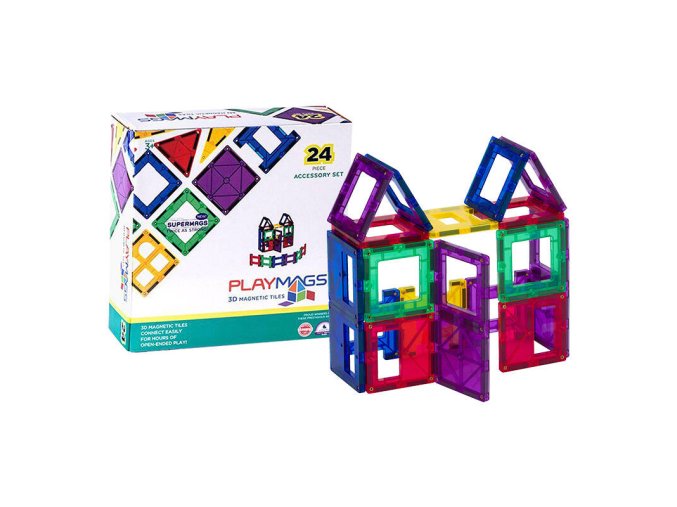 Magnetic tiles 3D Playmags 162 - 24 pcs set
