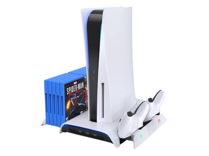 PS5 Cooling Station  and Dual Controller Charger Kiwi Home PB01 White