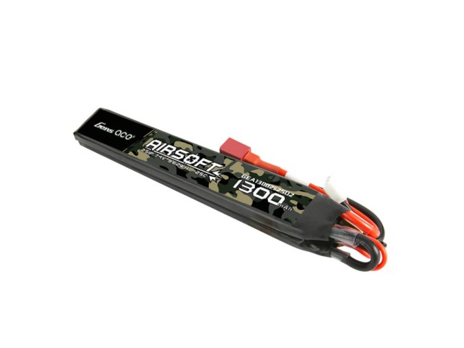 Gens ace 25C 1300mAh 2S1P 7.4V Saddle Airsoft Gun Lipo Battery with T Plug