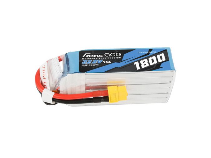 Gens ace 1800mAh 22.2V 45C 6S1P Lipo Battery Pack