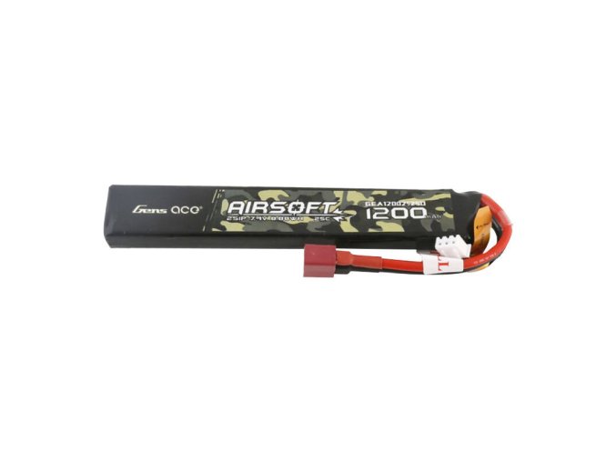 Gens ace 25C 1200mAh 2S1P 7.4V Airsoft Gun Lipo Battery with T Plug