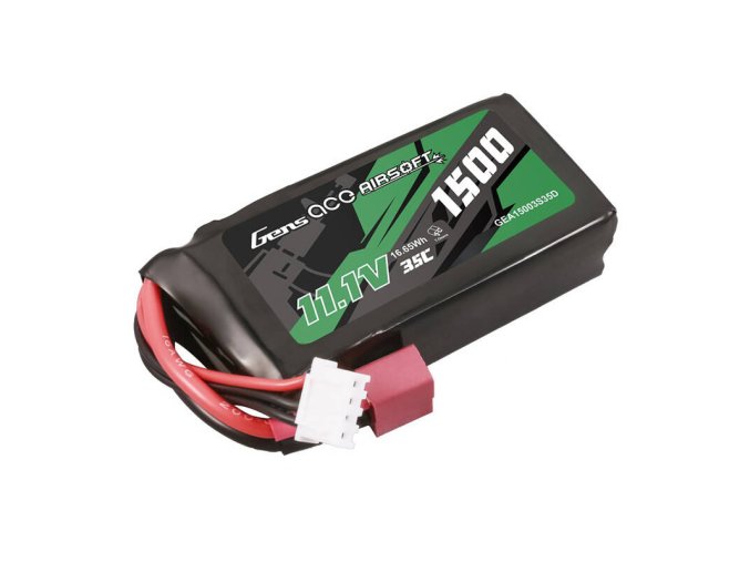 Gens ace 35C 1500mAh 3S1P 11.1V Airsoft Gun Lipo Battery with T Plug